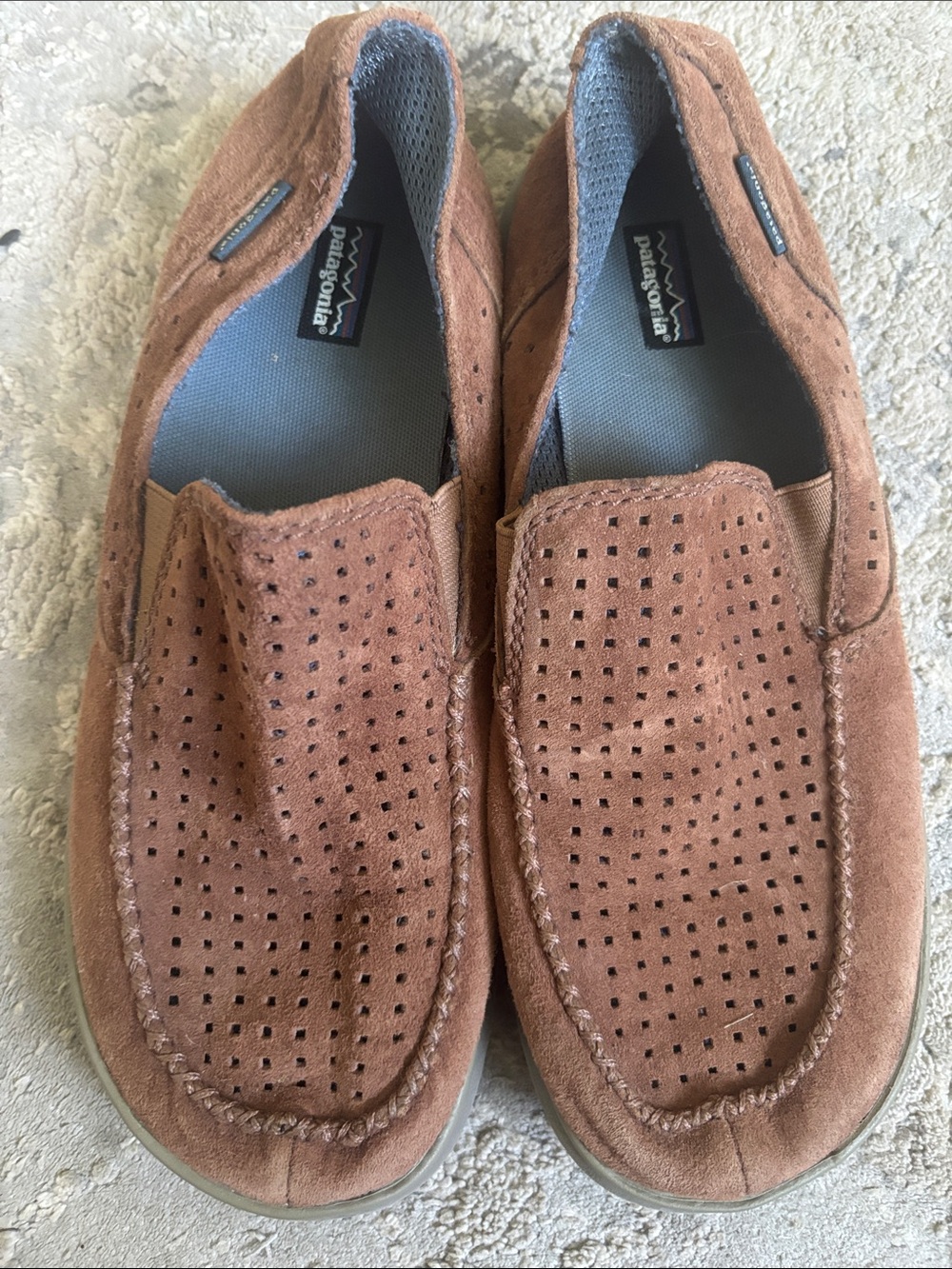Patagonia Men’s Tan Perforated Suede Slip-On Loafers